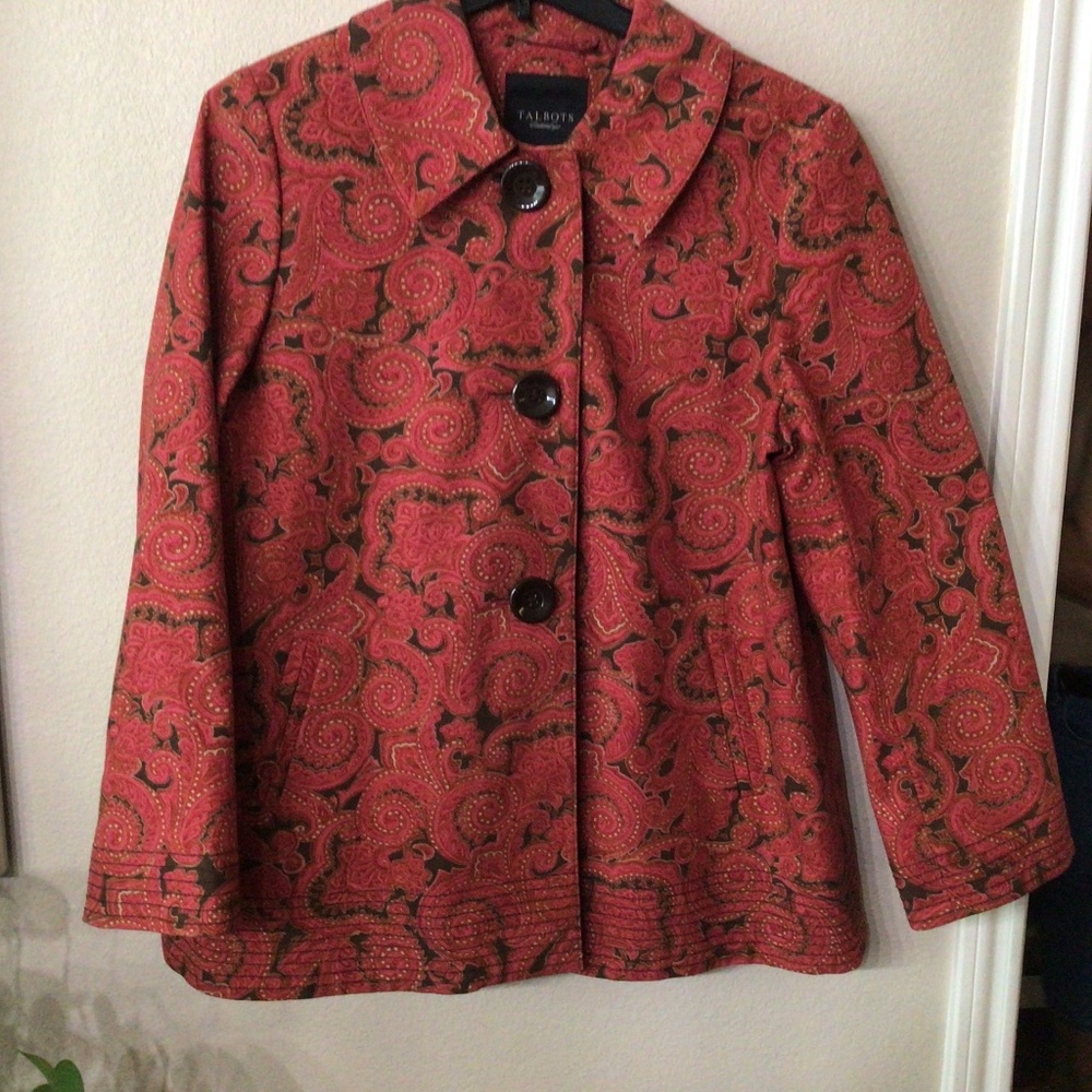 Talbots Red and Black Patterned Blazer